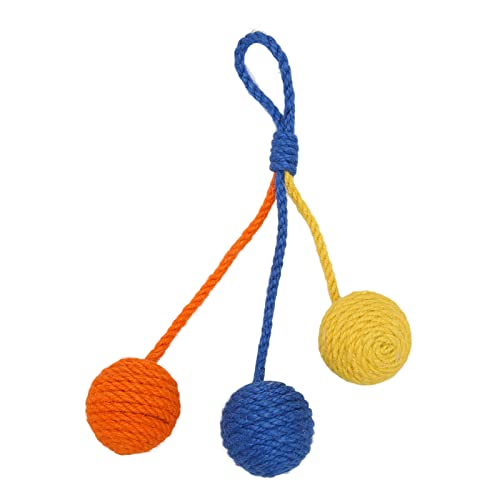 YULEESIYIP Katzengarnkugeln Bequeme Schleifklauen beißen interaktive Kauenkatze Rasselkugel für Katzenkätzchen (Blue, Yellow, Orange) von YULEESIYIP