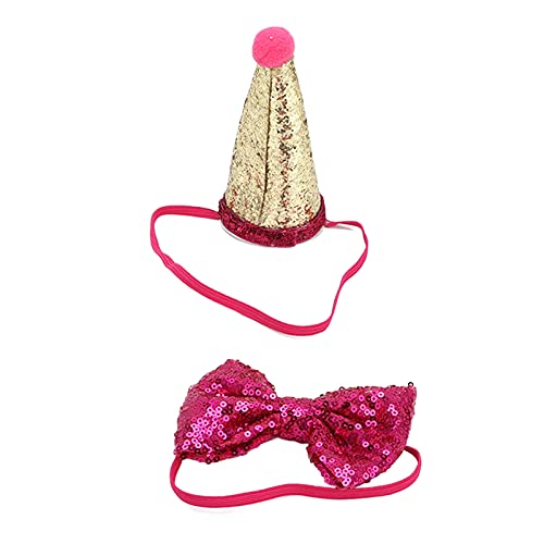 YULEESIYIP Katzengeburtstagshüte und Schleife verstellbar und Wiederverwendbare Tierpartyversorgungen für Hunde und Katzen (Rosa Rojo) von YULEESIYIP