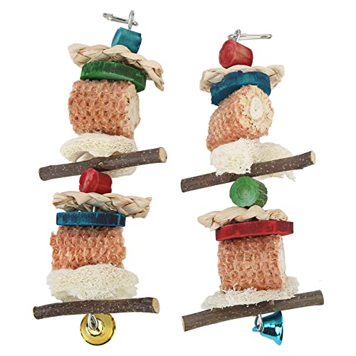 YULEESIYIP Vogelkauspielzeughänge -Papageien -Käfig -Bissspielzeug für kleine bis mittelgroße Vögel farbenfrohe Perlen Loofah Nüsse Stämme (Type 1) von YULEESIYIP