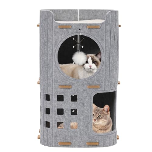 Katzenhaus mit 3 Ebenen für Indoor-Katzen – gemütliche Katzenhöhlenbetten, modernes Würfel-Katzenhaus für mehrere kleine Haustiere und Kätzchen, faltbares Haustierversteck geschlossenes Bett, 35,6 x Katzenhaus mit 3 Ebenen für Indoor-Katzen – gemütliche Katzenhöhlenbetten, modernes Würfel-Katzenhaus für mehrere kleine Haustiere und Kätzchen, faltbares Haustierversteck geschlossenes Bett, 35,6 x von YULEYU