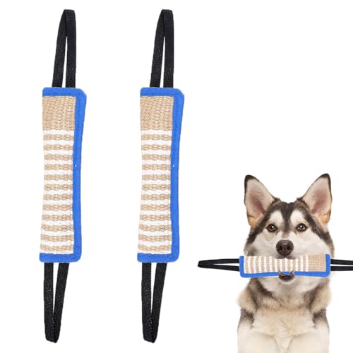 YULIAO 2 Stück Sehr Robustes Hundespielzeug, Beißkissen Hund, Beisswurst Für Hunde Leder, Robustes Hundespielzeug, Blaues Randdesign, Starkes Interaktives Spiel, Wird Für Das Hundetraining Verwendet von YULIAO