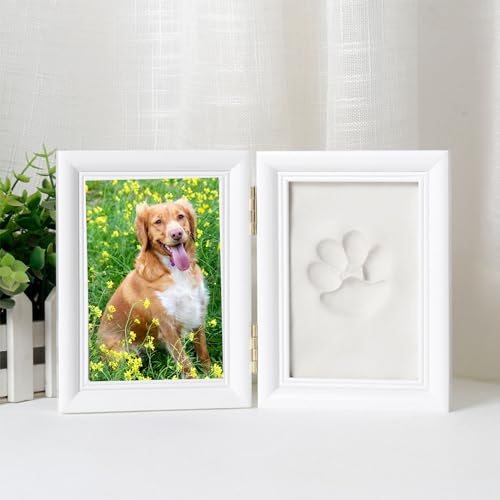 YULIAO Pfotenabdruck Set Hund und Katze, DIY Pfotenabdruck Set, Hund Pfotenabdruck Bilderrahmen, Pfote Abdruck Fotorahmen, Andenkenbox 3D Pfotenabdruck, Geschenk für Hundebesitzer Katze von YULIAO