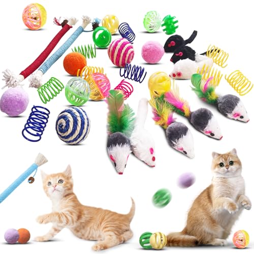 YULOYI Katzenspielzeug, interaktives Katzenspielzeug, verschiedene Packungen für Kätzchen, buntes Spielzeug für Federn, Katzenminzeseile, Katzenglockenbälle, bunte Mausspielzeug, Sisalball für YULOYI Katzenspielzeug, interaktives Katzenspielzeug, verschiedene Packungen für Kätzchen, buntes Spielzeug für Federn, Katzenminzeseile, Katzenglockenbälle, bunte Mausspielzeug, Sisalball für von YULOYI