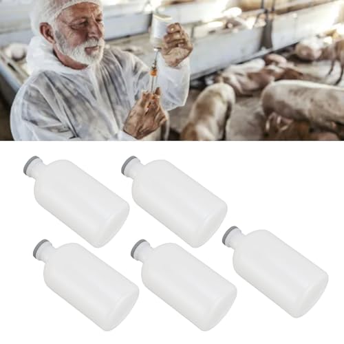 YUMILI 5 Stück Veterinärspritzen, 100 Ml PP, Wiederverwendbar, Robuste Tierinjektionsflaschen für Nutztiere, Ideal für den Landwirtschaftlichen Gebrauch, Tiergesundheitsbedarf, Einfach von YUMILI