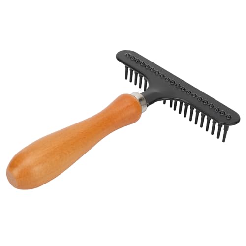 YUMILI Haustierpinsel Handheld Katze Pflege Rake Holzgriff Haustier Haar Deshedding Entwirrungstin für Katzen Hunde von YUMILI
