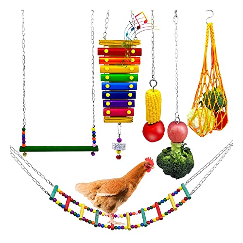 YUMIN, 6 Stück für Hühner-Schaukel und Xylophon-Spielzeug, Papageien-Huhn, bunte Leiter-Spielzeug von YUMIN