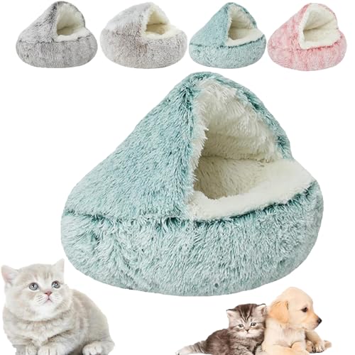 Cozy Cocoon Pet Bed For Dogs, Fidofaves Cozy Nook Bed, Covered Cozy Pet Plush Bed, Winter Pet Plush Bed, Cozy Nook Pet Bed for Dogs, Winter Pet Beds for Indoor Cats & Dog beds (40cm,Blue-long) von YUNCUIMU