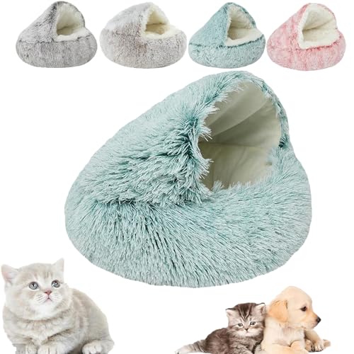 Cozy Cocoon Pet Bed For Dogs, Fidofaves Cozy Nook Bed, Covered Cozy Pet Plush Bed, Winter Pet Plush Bed, Cozy Nook Pet Bed for Dogs, Winter Pet Beds for Indoor Cats & Dog beds (40cm,Blue-short) von YUNCUIMU