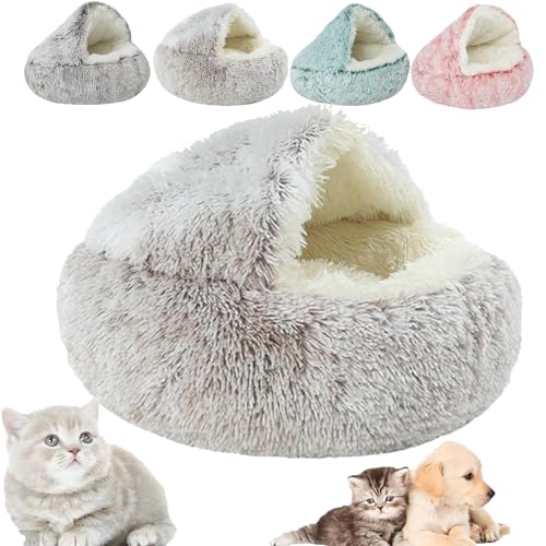 Cozy Cocoon Pet Bed For Dogs, Fidofaves Cozy Nook Bed, Covered Cozy Pet Plush Bed, Winter Pet Plush Bed, Cozy Nook Pet Bed for Dogs, Winter Pet Beds for Indoor Cats & Dog beds (40cm,Coffee-long) von YUNCUIMU