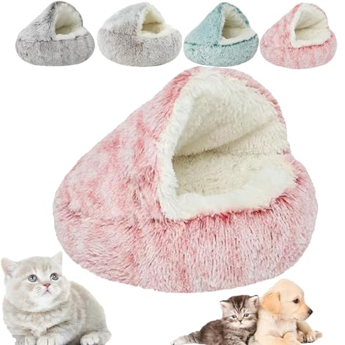 Cozy Cocoon Pet Bed For Dogs, Fidofaves Cozy Nook Bed, Covered Cozy Pet Plush Bed, Winter Pet Plush Bed, Cozy Nook Pet Bed for Dogs, Winter Pet Beds for Indoor Cats & Dog beds (40cm,Pink-long) von YUNCUIMU