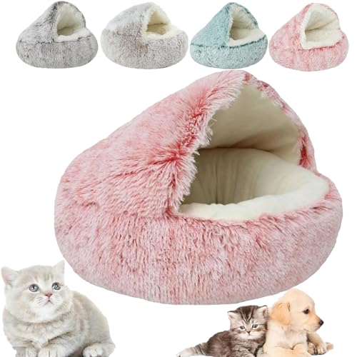 Cozy Cocoon Pet Bed For Dogs, Fidofaves Cozy Nook Bed, Covered Cozy Pet Plush Bed, Winter Pet Plush Bed, Cozy Nook Pet Bed for Dogs, Winter Pet Beds for Indoor Cats & Dog beds (40cm,Pink-short) von YUNCUIMU