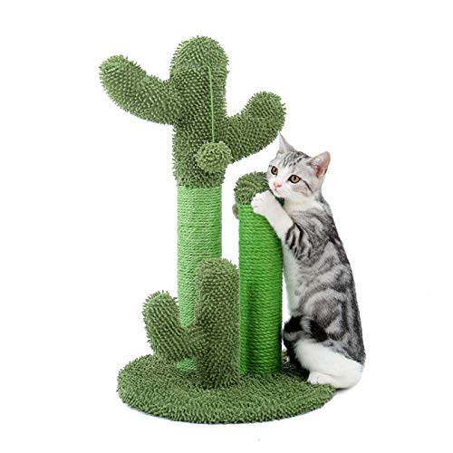 YUNDING Netter Kaktus-Haustier-Kratzbaum Mit Ballspielzeug Scratcher-Beiträge für Katzen Kätzchen Kletterbaum Katzenspielzeug Möbel Schützen(Color:EIN,Size:M.) von Ewbob