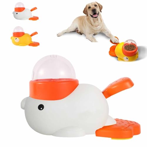 2-in-1 Dog Treat Dispenser Toy,Interactive Dog Food Puzzle Toy & Slow Feeder–Duck-Shaped Treat Dispenser,for Small & Medium Dogs (White) von YUNFAN
