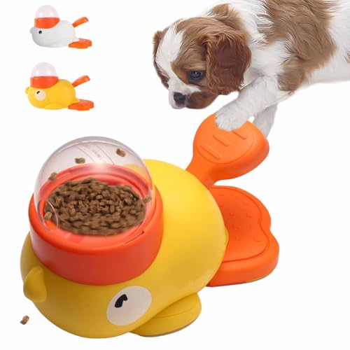 2-in-1 Dog Treat Dispenser Toy,Interactive Dog Food Puzzle Toy & Slow Feeder–Duck-Shaped Treat Dispenser,for Small & Medium Dogs (Yellow) von YUNFAN