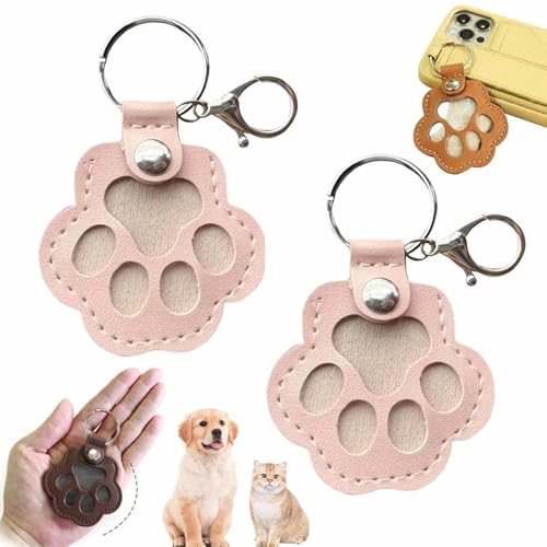 YUNFAN 2pcs Dog Hair Collector Keychain,Charm Memorial Storage Box,Cat Hair Collector Keychains,Pet Fur Keepsake Keychain,Portable Pet Hair Storage,Leather Keychains,Cute Dogs Paw Pendant Hanging(E) von YUNFAN
