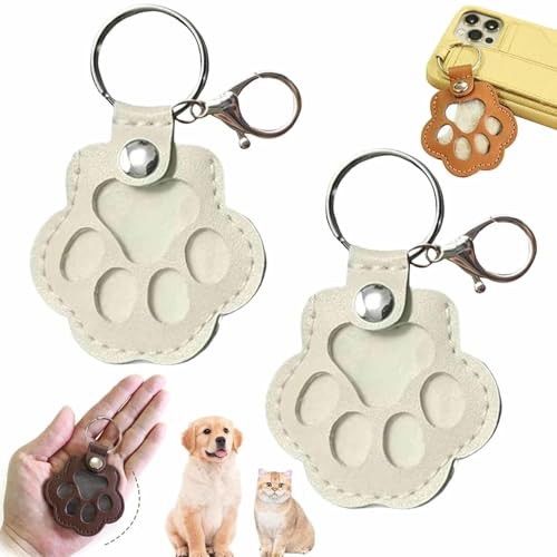 YUNFAN 2pcs Dog Hair Collector Keychain,Charm Memorial Storage Box,Cat Hair Collector Keychains,Pet Fur Keepsake Keychain,Portable Pet Hair Storage,Leather Keychains,Cute Dogs Paw Pendant Hanging(F) von YUNFAN