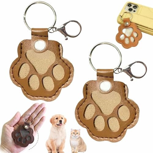 YUNFAN 2pcs Dog Hair Collector Keychain,Charm Memorial Storage Box,Cat Hair Collector Keychains,Pet Fur Keepsake Keychain,Portable Pet Hair Storage,Leather Keychains,Cute Dogs Paw Pendant Hanging(I) von YUNFAN