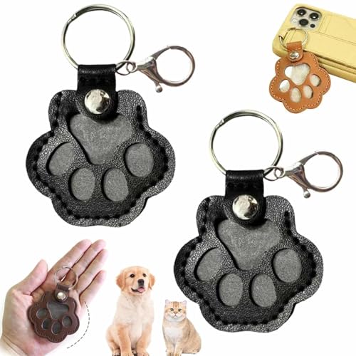 YUNFAN 2pcs Schlüsselanhänger für Tierhaare,Leder Katze Pfote Keychain,Tierhaar Erinnerung Anhänger,Tragbare Hundehaare Katzenhaar Souvenir Beutel,Erinnerungsbox Sammeln Haaren mit Druckknopf(A) von YUNFAN