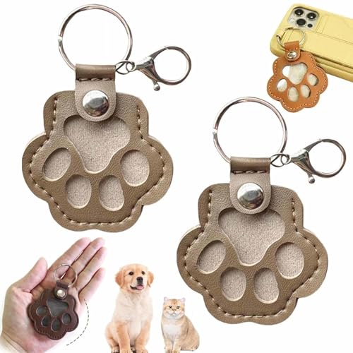 YUNFAN 2pcs Schlüsselanhänger für Tierhaare,Leder Katze Pfote Keychain,Tierhaar Erinnerung Anhänger,Tragbare Hundehaare Katzenhaar Souvenir Beutel,Erinnerungsbox Sammeln Haaren mit Druckknopf(C) von YUNFAN