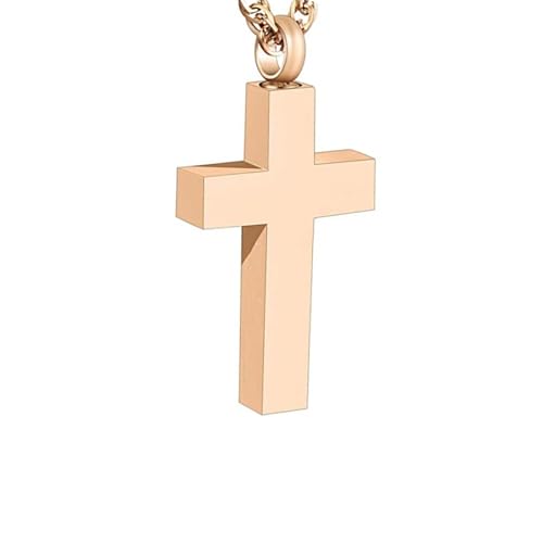 YUNGLOO Goldene gekreuzte Urnen-Halskette für Asche, Andenken, Schmuck, offbares Design, Medaillons, Haustierasche von YUNGLOO
