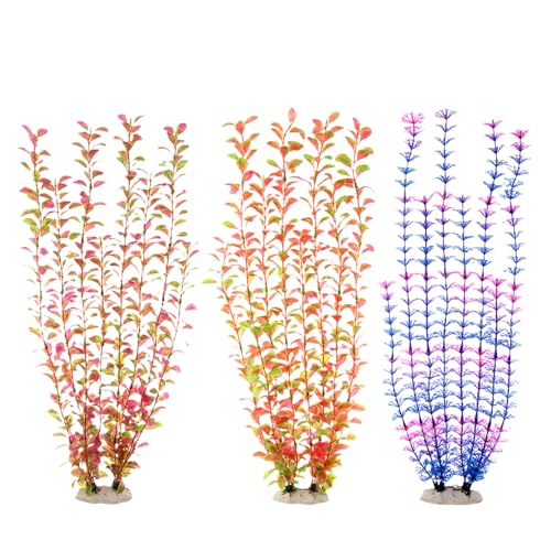 YUNGLOO Große Aquarium-Pflanze, Aquarium-Dekoration, realistische PVC-Wasserpflanze mit Keramikbasis, Kunstrasen für Landschaft, Aquarien, Dekoration von YUNGLOO