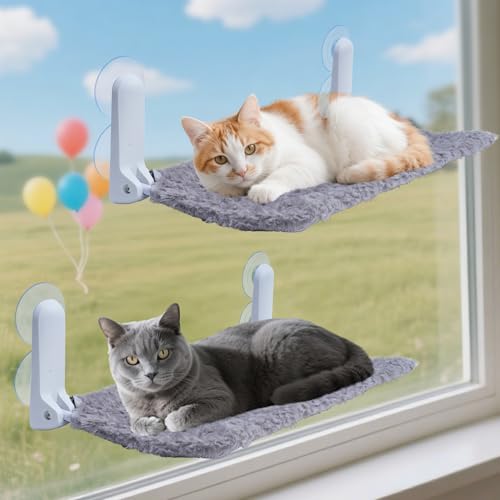 Katzenfensterstange, Katzenhängematte für Wand (Grau, Abdeckung 2) von YUNIQUE