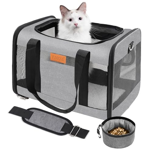 Tragetasche für Katzen, Hunde, grau, weiche Seiten, Tier-Tragetasche, für Reisen, Welpen, als Spielzeug aus Stoff, Haustier, Zuhause (grau) von YUNIQUE
