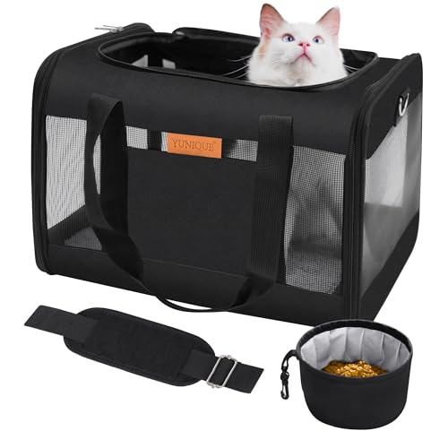 Tragetasche für Katzen, Hunde, grau, weiche Seiten, Tier-Tragetasche, für Reisen, Welpen, als Spielzeug aus Stoff, Haustier, Zuhause (schwarz) von YUNIQUE