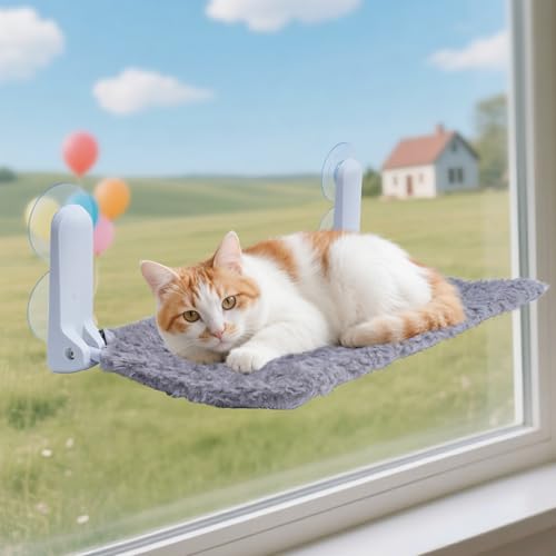 YUNIQUE Katzen-Fensterstange, umgedrehte Kantenhalterung, tragbare Wandhängematte für Indoor-Katze, Grau YUNIQUE Katzen-Fensterstange, umgedrehte Kantenhalterung, tragbare Wandhängematte für Indoor-Katze, Grau von YUNIQUE