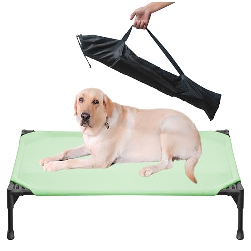 Erhöhtes Haustierbett aus weichem Netzgewebe für große und mittelgroße Hunde, Outdoor-Restbett mit wasserabweisend, luftdurchlässig, kühlend und rutschfest, tragbares Hundebett, bis zu 54 kg, 109,7 cm von YUNKINGDOM