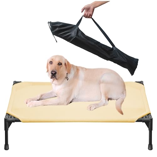 Erhöhtes Haustierbett aus weichem Netzgewebe für große und mittelgroße Hunde, Outdoor-Restbett mit wasserabweisend, luftdurchlässig, kühlend und rutschfest, tragbares Hundebett, bis zu 54 kg, 109,7 cm Erhöhtes Haustierbett aus weichem Netzgewebe für große und mittelgroße Hunde, Outdoor-Restbett mit wasserabweisend, luftdurchlässig, kühlend und rutschfest, tragbares Hundebett, bis zu 54 kg, 109,7 cm von YUNKINGDOM
