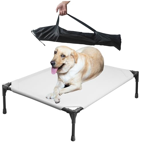Erhöhtes Haustierbett aus weichem Netzgewebe für große und mittelgroße Hunde, Outdoor-Ruhebett mit wasserabweisend, luftdurchlässig, kühlend und rutschfest, tragbares Hundebett, bis zu 36,3 kg, 84,6 Erhöhtes Haustierbett aus weichem Netzgewebe für große und mittelgroße Hunde, Outdoor-Ruhebett mit wasserabweisend, luftdurchlässig, kühlend und rutschfest, tragbares Hundebett, bis zu 36,3 kg, 84,6 von YUNKINGDOM
