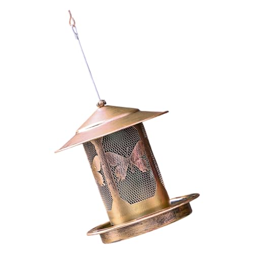 YUNNIAN Wetterfestes Outdoor Vogelfutterhäuschen Schwerer Metallkonstruktion Erhöhtes Großes Tablett Easy Fill Hängende Hinterhof Dekore Wetterfeste Vogelhilfe Mit Dach von YUNNIAN