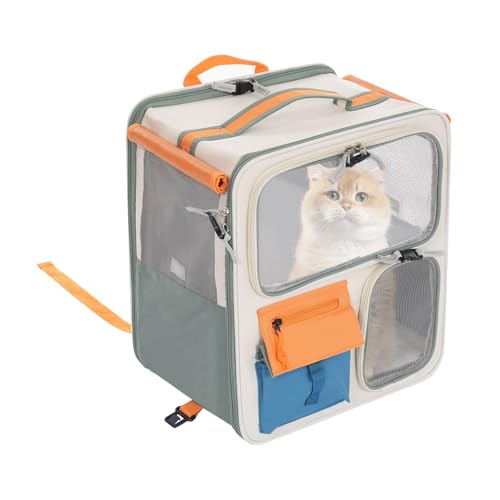 YUNRUX Haustier Transporttasche mit Rollen 37*27*42cm Tiertransport Rucksack Tragfähigkeit 12.5kg Katzen Transporttasche herausnehmbare Trennung Transportbox für Haustiere Hunderucksack Katzenrucksack von YUNRUX