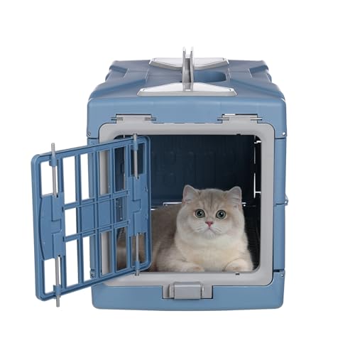 YUNRUX Haustiertrage Große Haustierkasten Kapazität 15KG Transportbox Katze und Hundebox mit Transparentes Oberlicht Tragbare Haustierbox mit Zwei-Wege-Tür große Hundehütte Hängebox für Katzen von YUNRUX