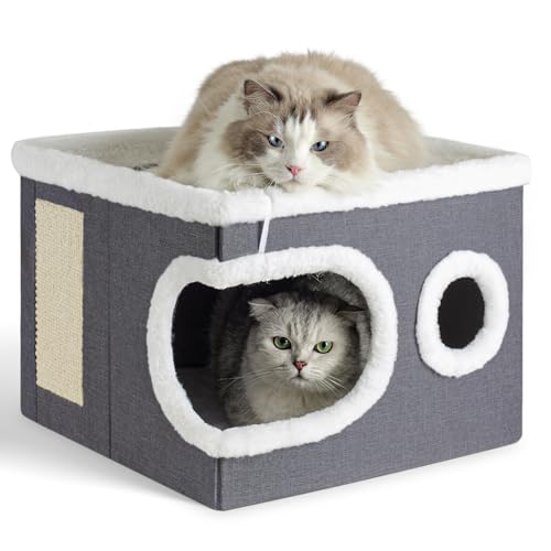 Katzenbetten, große Katzenhöhle für Haustier-Katzenhaus mit flauschigem Ball zum Aufhängen und Kratzkissen, Katzenhäuser & Höhlen, Katzenwürfel, Katzenversteck Überdachtes Katzenbett für mehrere Katzenbetten, große Katzenhöhle für Haustier-Katzenhaus mit flauschigem Ball zum Aufhängen und Kratzkissen, Katzenhäuser & Höhlen, Katzenwürfel, Katzenversteck Überdachtes Katzenbett für mehrere von YUNXANIW