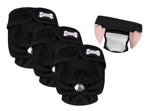 3er-Pack Windeln für Hündinnen, Wiederverwendbare Windeln für läufige Hündinnen, hochsaugfähige Hundewindeln für Hündinnen bei Inkontinenz mit verstellbaren (GANZ SCHWARZ, L, stück, 3) 3er-Pack Windeln für Hündinnen, Wiederverwendbare Windeln für läufige Hündinnen, hochsaugfähige Hundewindeln für Hündinnen bei Inkontinenz mit verstellbaren (GANZ SCHWARZ, L, stück, 3) von YUNXANIW