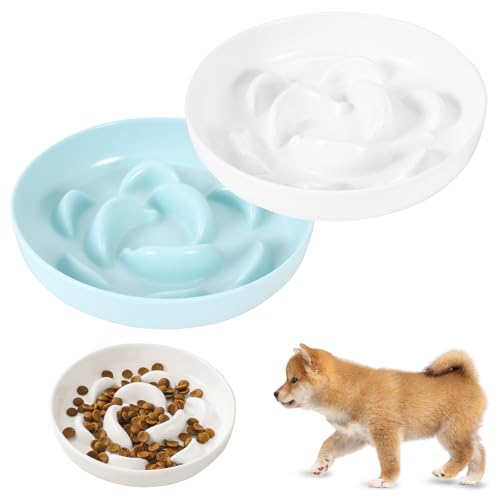 Anti Schling Napf Katze, 2 Stück Slow Feeder Katze aus Melamin, rutschfest Katzennapf Langsam Fressen Antischlingnapf Katze für Katzen und Kleine Hunde von YUNYODA