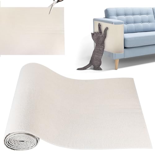 Kratzmatte Katze Selbstklebend 40x200 cm, Trimmbare Wand Kratzschutz Sofa Katze, Kratzteppich Katzen Kratzmatte Selbstklebend für Katzen Möbel Kratzteppich Couch-Schutz, Beige von YUNYODA
