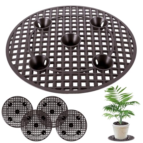 YUNYODA 5 Stück Topfpflanzenständer, Blumentopf Untersetzer 30cm Pflanzen Topfpflanzenständer Rund Blumentopfgitter Pad Drainage Mesh für Innenbereich Bonsai Außenbereich Schale Garten Pflanzkübel von YUNYODA