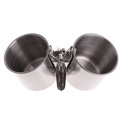 YUOIUX Stand Bird Water Feeder Dishes Food Bowl for Cage Cups Clip on Perches Parrot Stainless Steel Birdcage Bowls with Clamp von YUOIUX