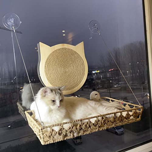 YUR 2-in-1 Katzen-Fenstersitzstangen mit Sisal-Kratzer, handgefertigt, für Katzen, Fenster, Kätzchen, montiertes Bett, Kratzkissen, hängendes Fenster, Sonniges Sitzbett von YUR