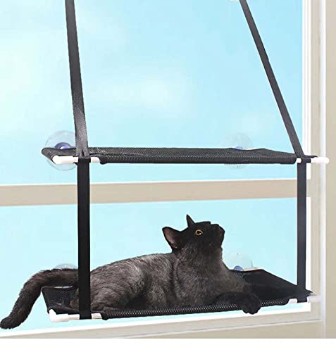 YUR Doppelschichtige Katzen-Fenstersitzstange, Hängemattenfenster, atmungsaktives Katzenregal, Sonnenbaden, Fenstersitzbett mit starken Saugnäpfen, hält bis zu 20 kg von YUR