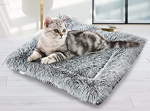 2-in-1 Katzenbett, selbstwärmend, wandelbare Thermo-Hundematte, Plüsch, pelziger Katzenschlafsack, faltbar, beruhigendes Haustierbett für Teddy/Kätzchen/Welpen/Pudel von YURRO