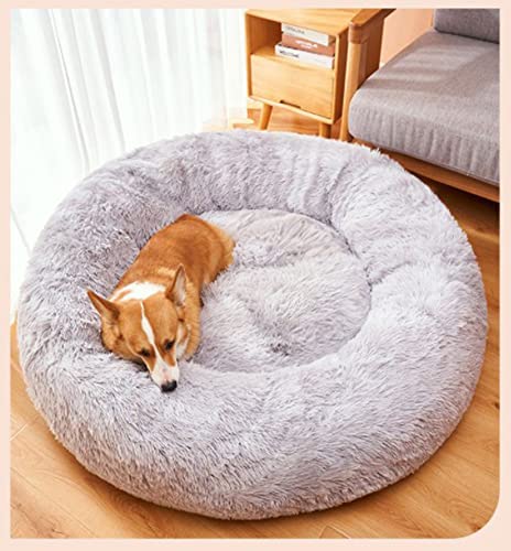 Golden Retriever-Bett, flauschiges, beruhigendes Hundebett mit rutschfester Unterseite, runder Donut-Haustier-Kuscheltier, Plüsch-Hundehütte/Nest, hält warm, bequemes Hundesofa von YURRO