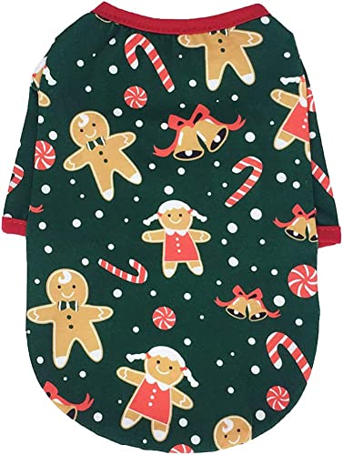 Haustier-Weihnachtskostüm mit Lebkuchenmann-Muster, Welpen-Overall, Katzen-Winter-Pyjama, bezauberndes Party-Outfit für kleine, mittelgroße Hunde und Katzen von YURRO