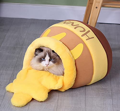 YURRO Honigglas/Topf Haustierbett, gemütliches Katzenkuschelbett, Anti-Angst-Bett für Indoor-Katzen, Maine Coon Kätzchenbett, schönes Katzenhaus selbstwärmend YURRO Honigglas/Topf Haustierbett, gemütliches Katzenkuschelbett, Anti-Angst-Bett für Indoor-Katzen, Maine Coon Kätzchenbett, schönes Katzenhaus selbstwärmend von YURRO