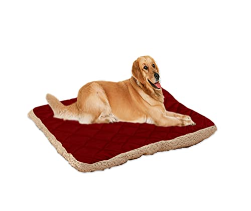 Hunde- und Katzenbett, groß, orthopädische Hundematratze, Anti-Angst-Haustiermatte für Hundekäfig/Boden, langlebiges Deluxe-Plüsch-Hundekissen mit rutschfester Unterseite von YURRO