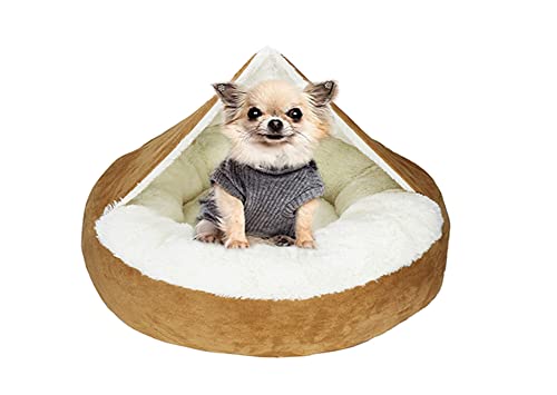 Luxuriöses Hundebett mit Kapuze, Winter-Chihuahua-Hundebett, warm, superweich, rechteckig, für große/mittelgroße/kleine, Donut-Haustierbett mit Decke von YURRO