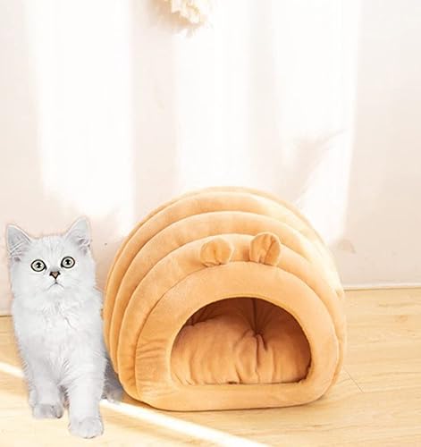 Mini-Iglu-Haustierbett, gemütliches Katzen-Kuschelhöhle-Bett, tragbares Hundehaus mit abnehmbarem Kissen, warmes Winter-Katzenbett, Sofa, Nest, Kätzchen-/Welpen-Schlafbett von YURRO